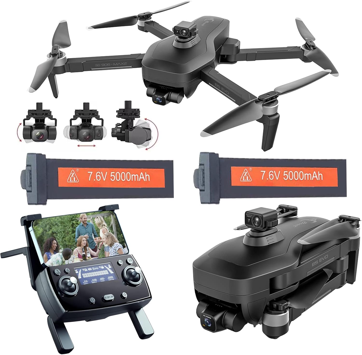 Drone Gimbal de 3 eixos, drones com câmera para adultos 4K profesional