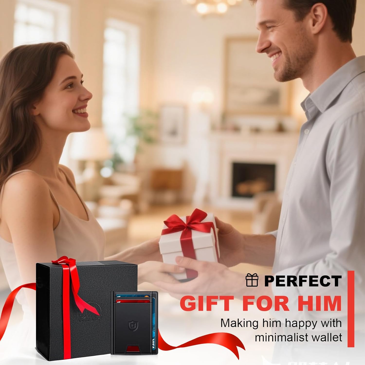 Wallet for Men 14-16 Cards, Minimalist Men Leather Wallet, Men's Front Pocket Bifold Wallets with Money Clip, Slim Thin Card Holder RFID Blocking Bill Folder & Magnetic Closure, Gifts for Men, Black - Image 9