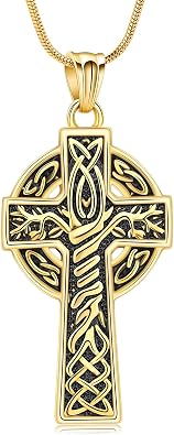 Cross Urn Necklace for Ashes for Men Celtic Knot Cremation Jewelry Keepsake Necklace Tree fo Life Memorial Pendant for Ashe Holder
