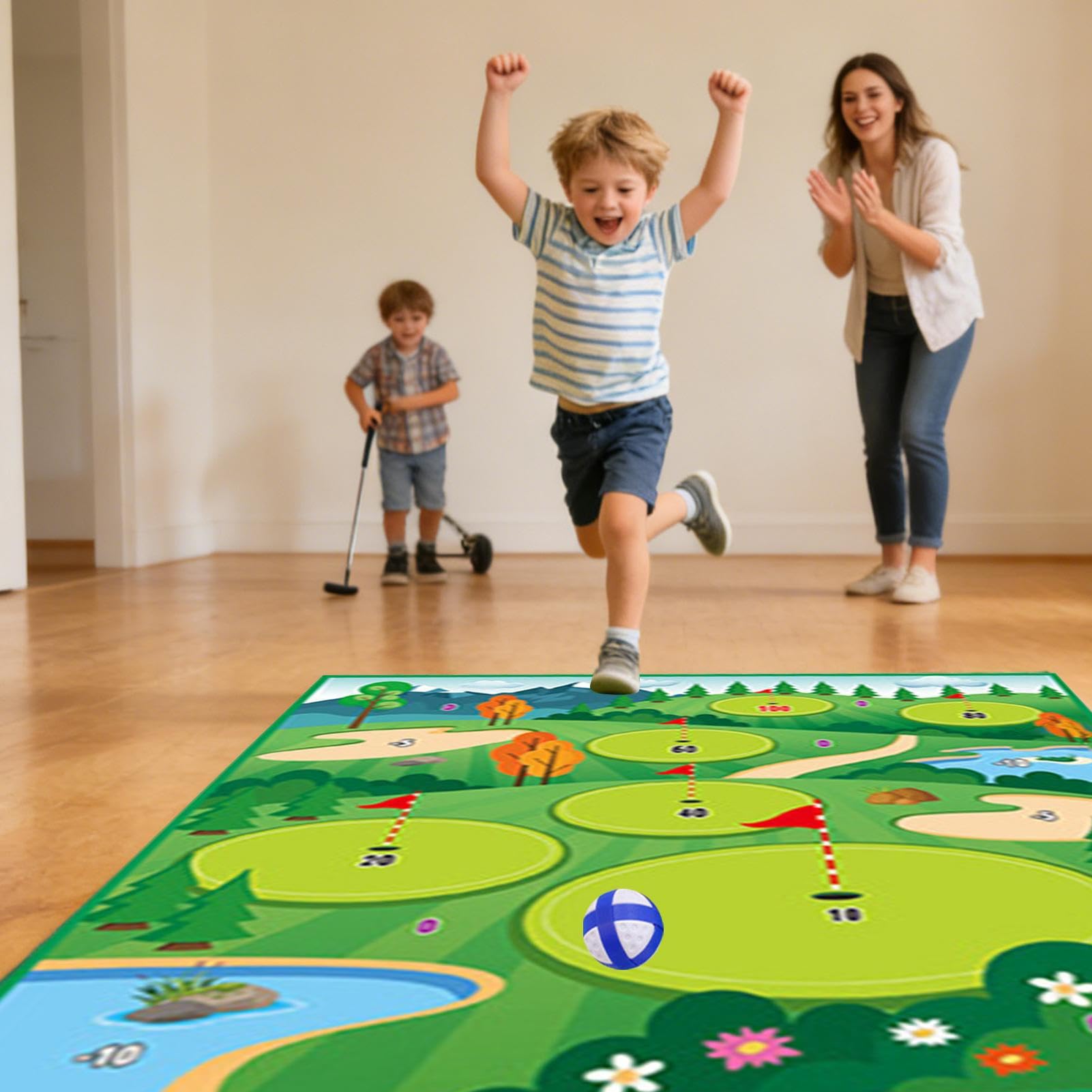 de Golf Adhésif Tapis de Frappe Adhésif | Kit de Tapis de de Golf d'Intérieur Double Face avec 20 Balles Pour Extérieur Jardin Salon Entraînement Pratique Golfeurs