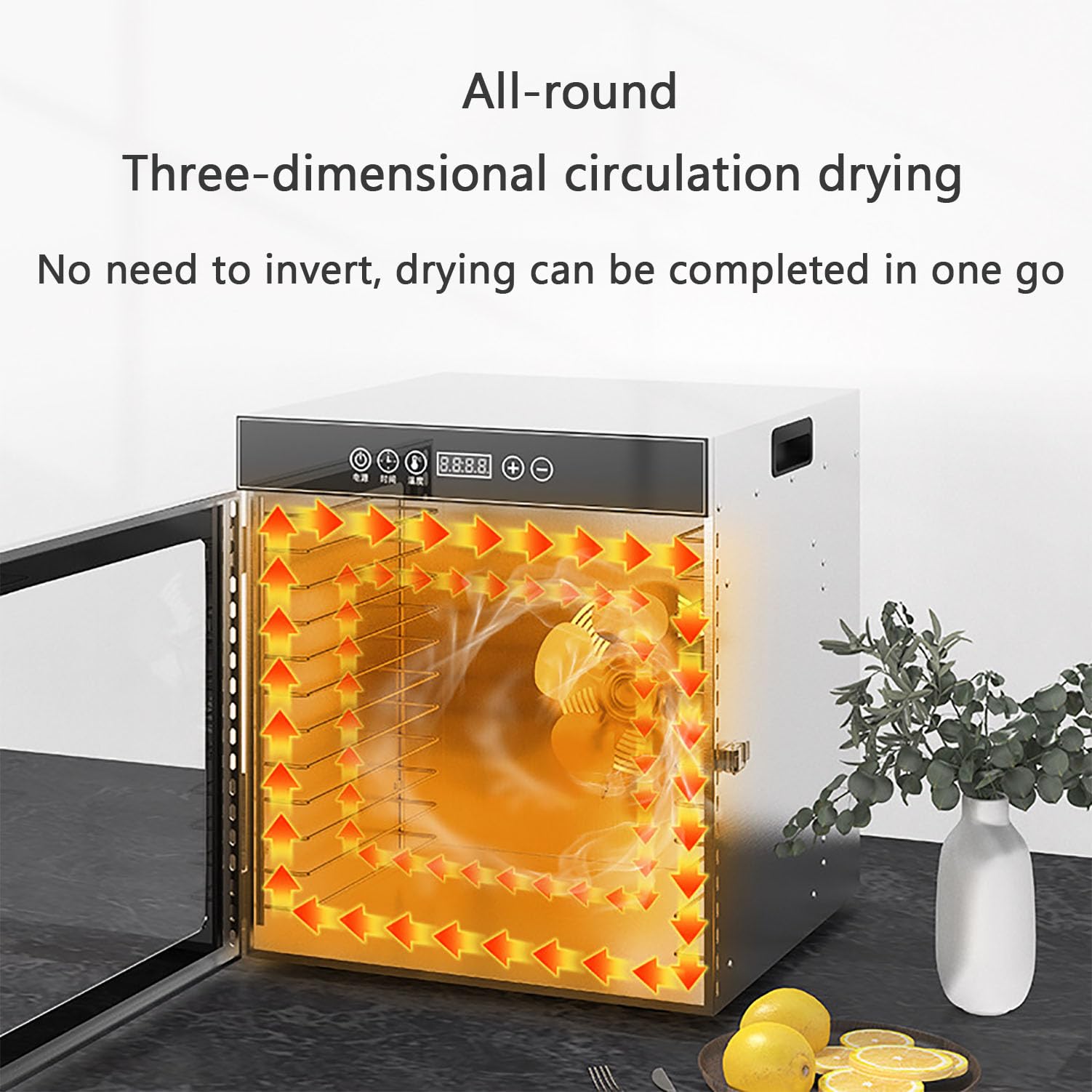 Secador De Alimentos Deshidratador con Termostato Ajustable De 30-90 °C Y Temporizador Digital De 24 Horas, Control Inteligente por Microcomputadora para Pescado, Verduras Y Carne