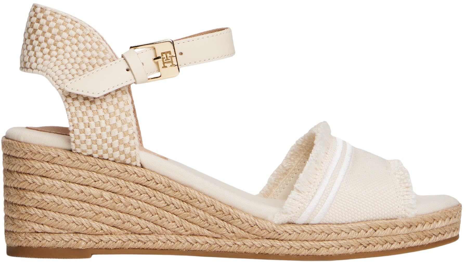 Tommy Hilfiger Donna Espadrillas Wedge Fringe Canvas con Tacco a Zeppa