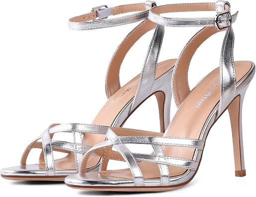 Strappy Gold Heeled Sandals Stiletto Heel for Women Stylish Kitten Heels Womens Platform Sandal Rhinestone Wedding Shoes for Party Dancing Graduation