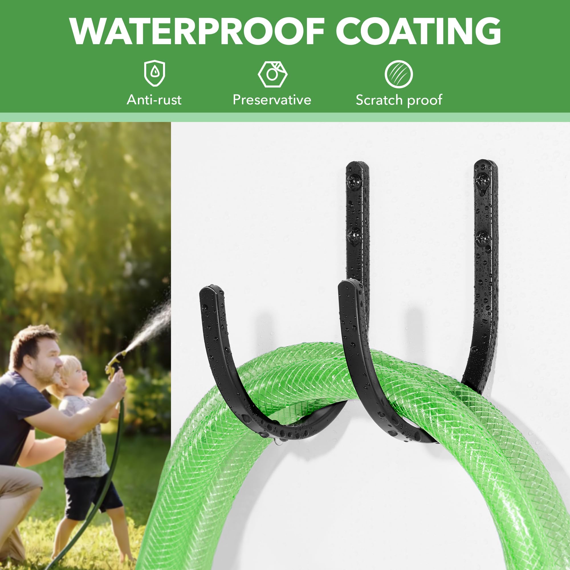 Garden Hose Holder Wall Mount - Aluminum Hose Hanger For Outside
