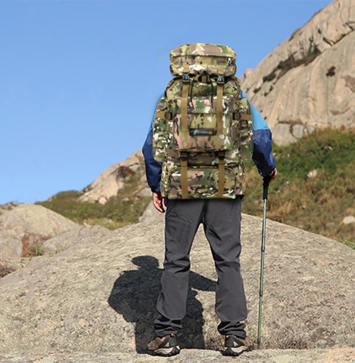 Wandern Rucksack 70L Wasserdichter Wanderrucksack Trekkingrucksack Große Outdoor Camping Rucksack Fur Herren Damen Survival Militär Backpacker Daypack Für Wander Reisen Sport Travel A