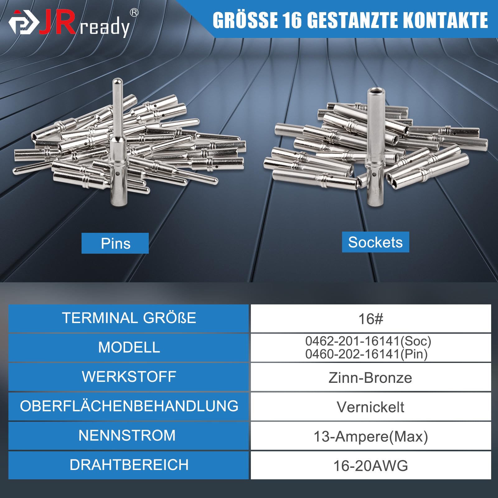 JRready Connettore Deutsch a 6 Poli Grigio IP68 Impermeabile Connettore DT Kit 6 Set con Kit di Terminali Deutsch, Calibro di Filo 16-20 AWG Per Auto, Moto, Camion, Barche