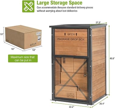 Large Package Delivery Boxes for Outside,Strong Metal Frame Large Parcel Drop Box with Combination Lockable, Secure Anti Theft Package Delivery Box for Porch Curbside