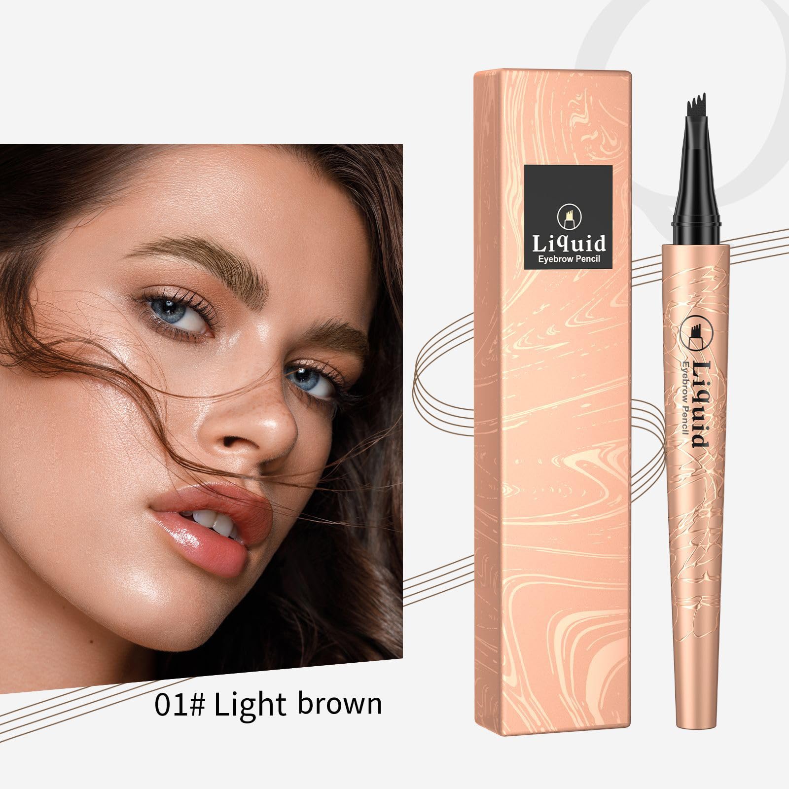 Eyebrow Pen, Eyebrow Pencil, Liquid Microblading Eyebrow Pen with 4 Micro-Fork Tip - Image 3