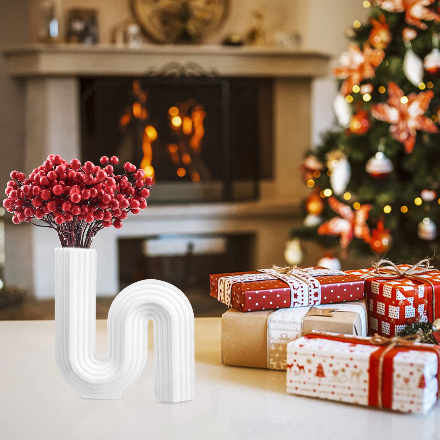 Natale Decorazioni Bacche Artificiali Ghirlanda Bacche Rosse Natalizie Decorazione 20 Pezzi Agrifoglio Artificiale Rami di Bacche Rosse Natale Decorazioni per Albero di Natale Ghirlanda (200 Bacche)