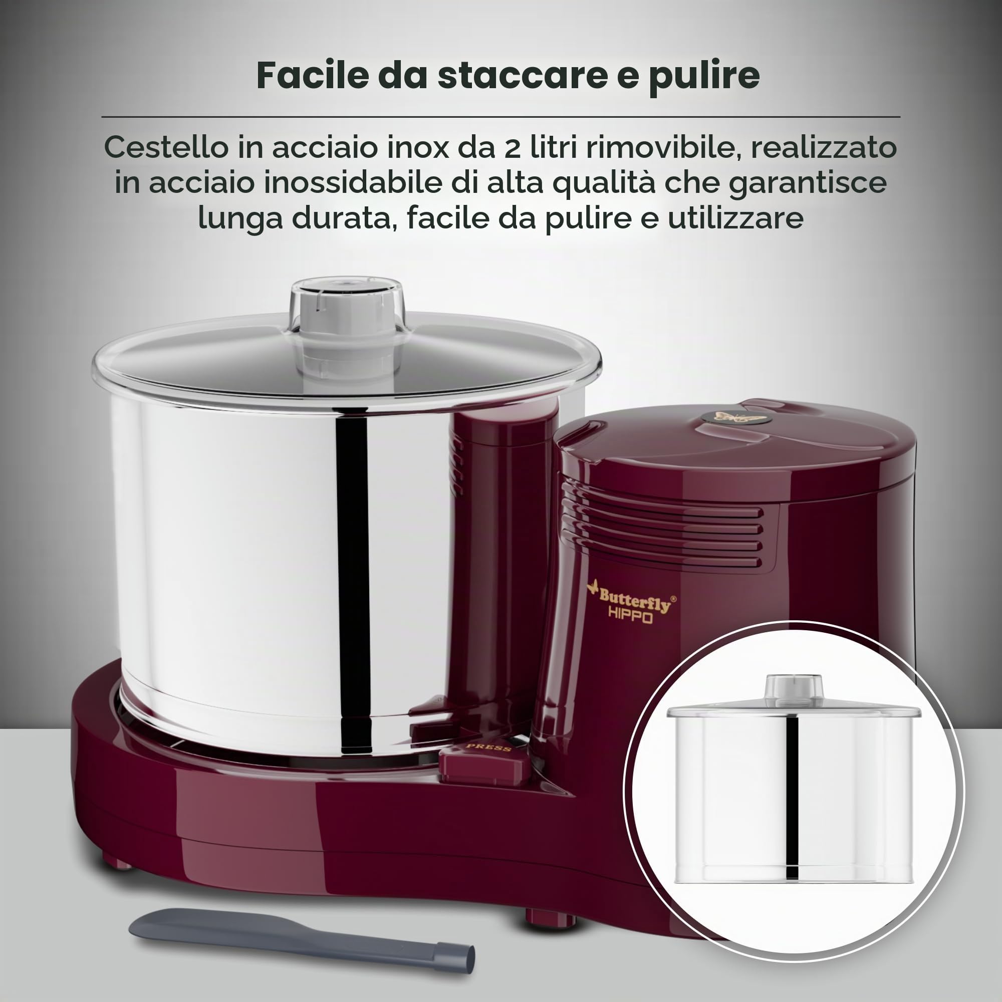 Butterfly Hippo Macinino Bagnato da Tavolo, 2 L (Ciliegia)