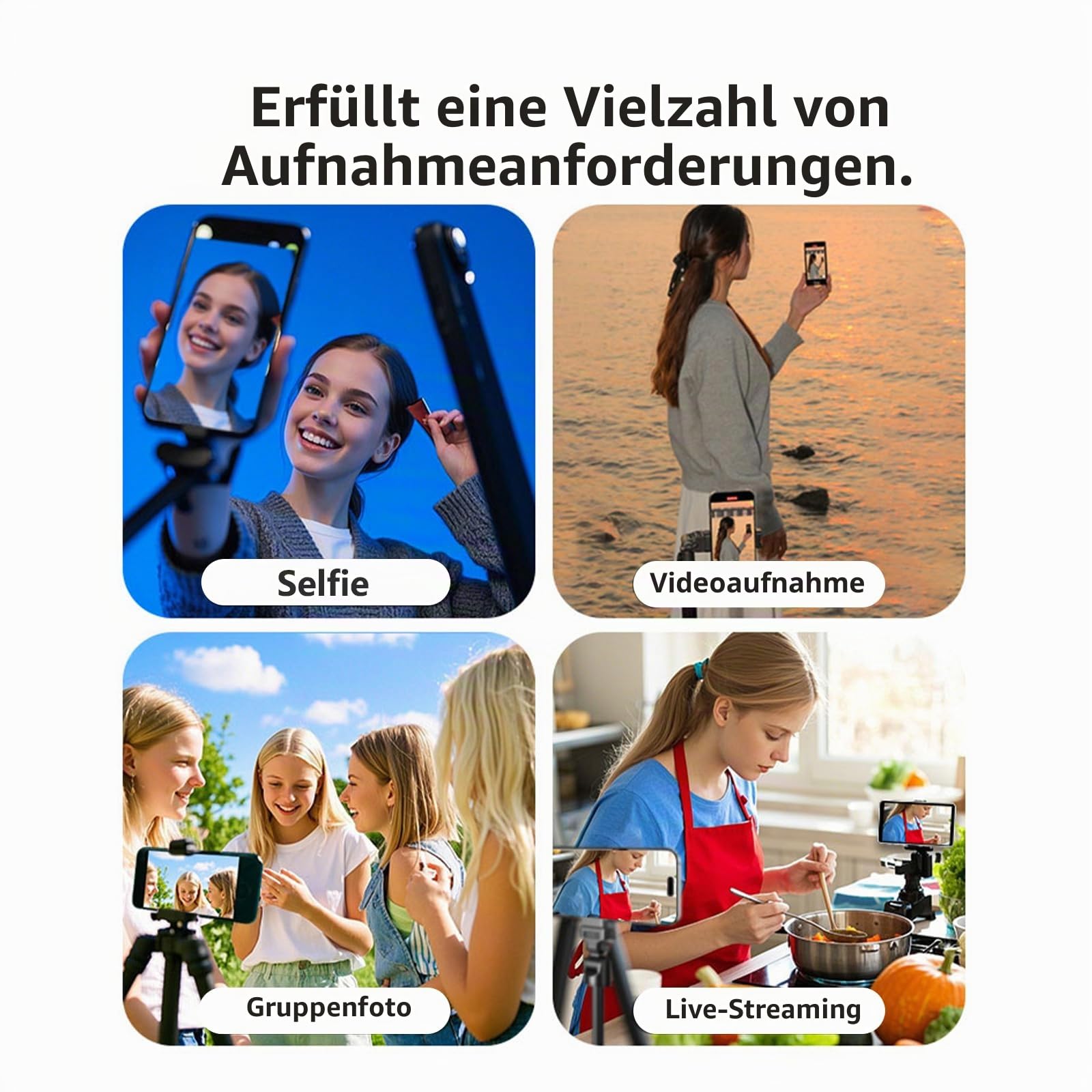 NXPGKEA Handy-Vlog-Selfie-Monitor-Bildschirm, kabellose Fernkamera-Monitor, Keine Latenz, Selfie/Vlogging/Live-Streaming, kompatibel mit iPhone, Android, HD-Display für TikTok/YouTube (Weiss)