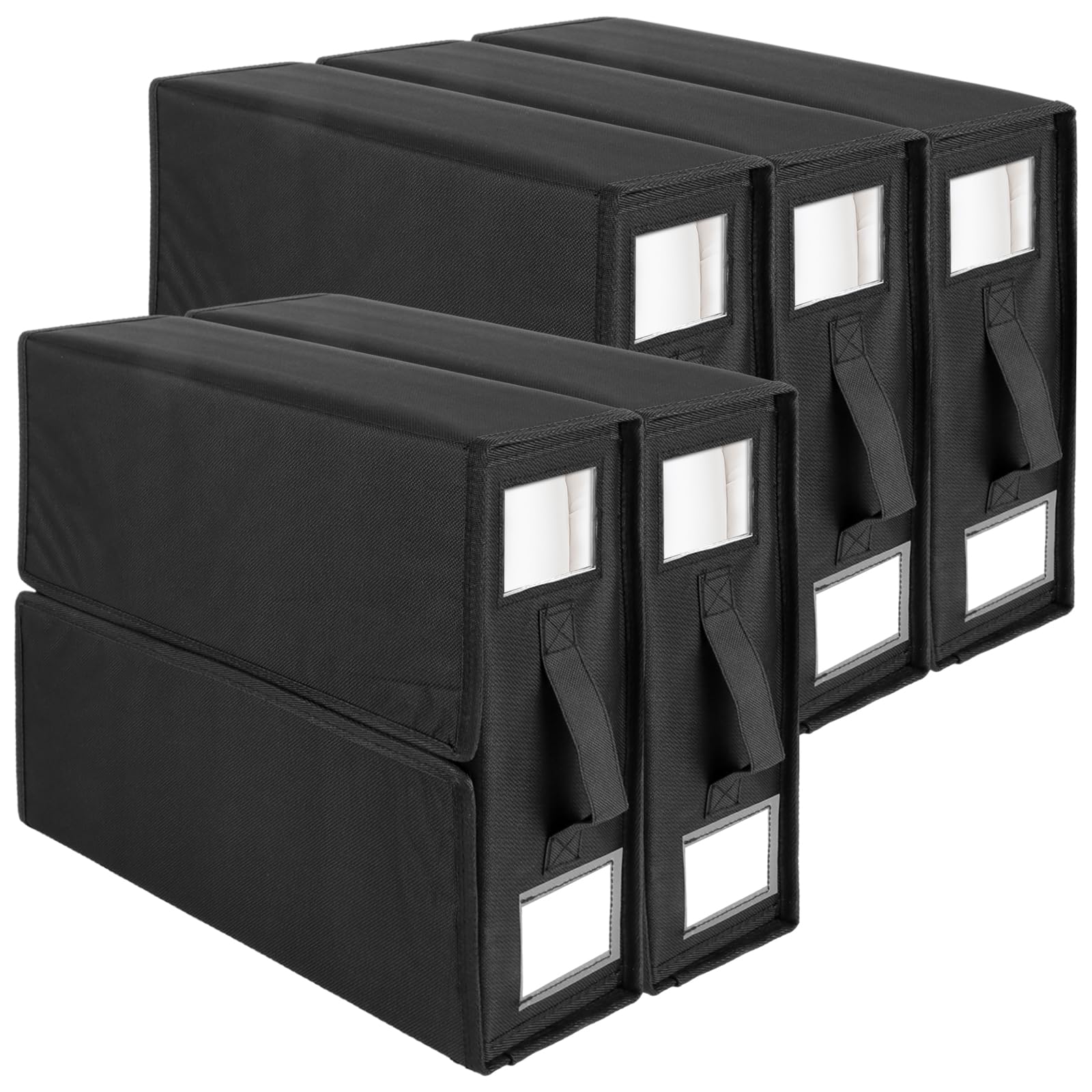 Eurhomewit Organizer Lenzuola per Armadio, Contenitori per Letto Contenitore, Organizer Biancheria con Finestra Trasparente e Maniglie, Organizzatore Armadio Pieghevole, 3 Pezzi -Grigio Scuro