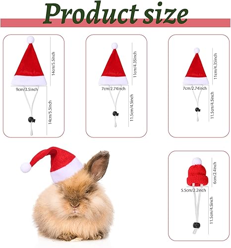 Miniatura 5 de Disfraz de Navidad de animal pequeño, mini sombrero de Santa con bufanda para hámster, conejillo de indias, chinchilla, erizo, lagarto, dragón