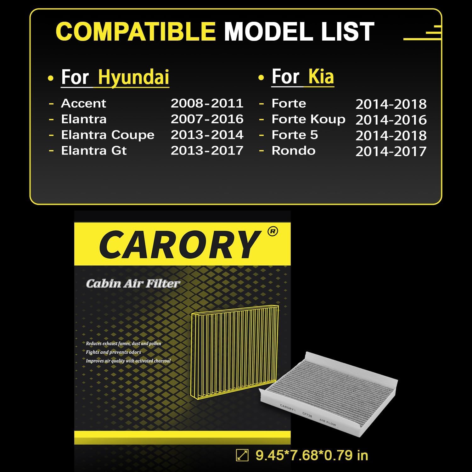 Activated Carbon Cabin Air Filter for Hyundai Accent 2006 2007 2008 L4 Activated Carbon Cabin Air Filter for Hyundai Accent 2006 2007 2008 L4