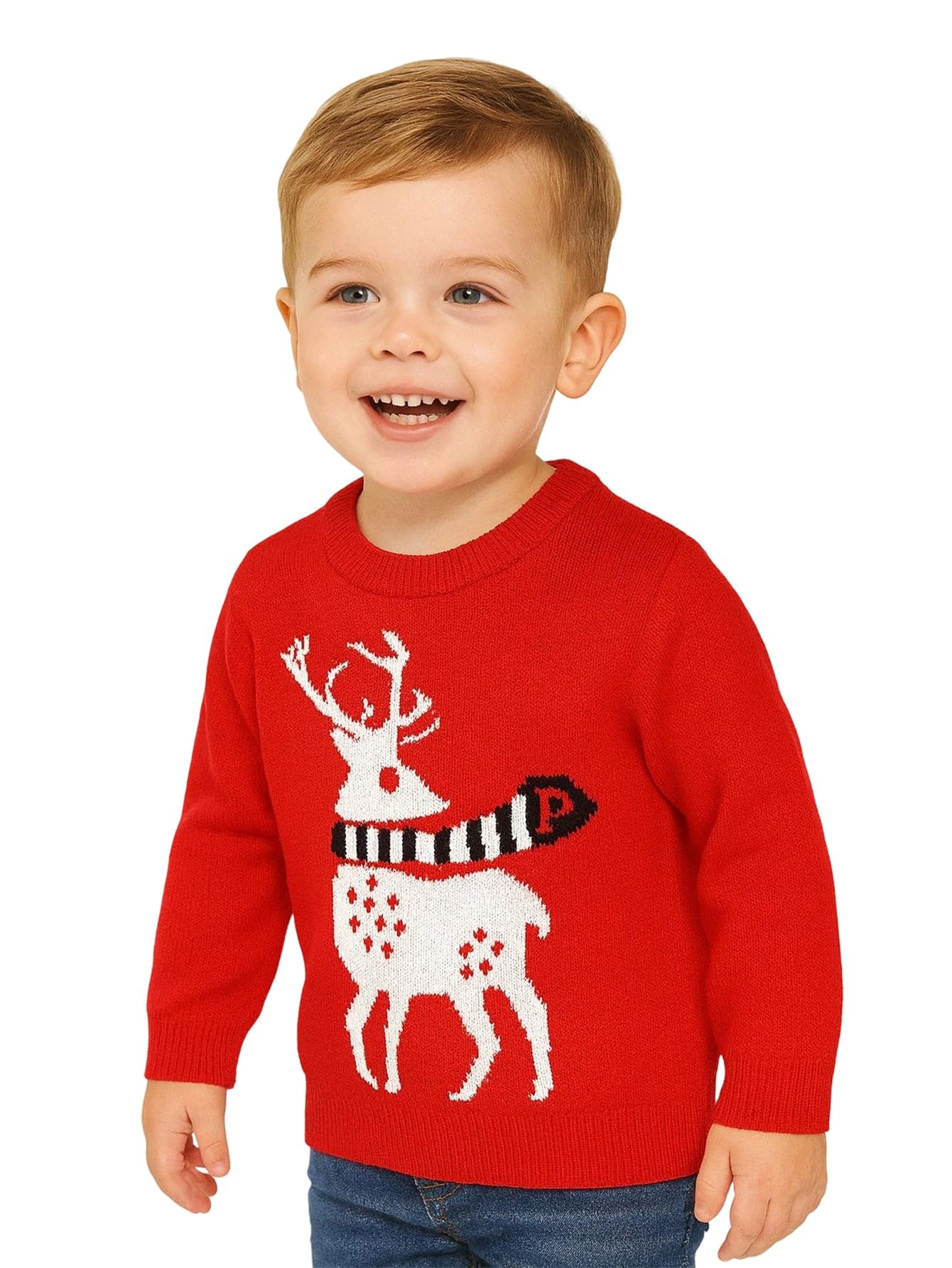 HILEELANG Toddler Boy Girl Christmas Sweater Pullover Reindeer Elk Snowman Sweatshirts Tops