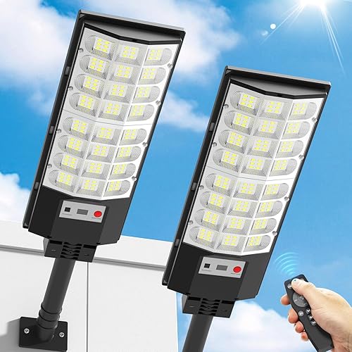 Miniatura 8 de Farolas solares para exteriores, lámpara solar IP66, impermeable, luz de inundación de seguridad del atardecer al amanecer, sensor de movimiento con