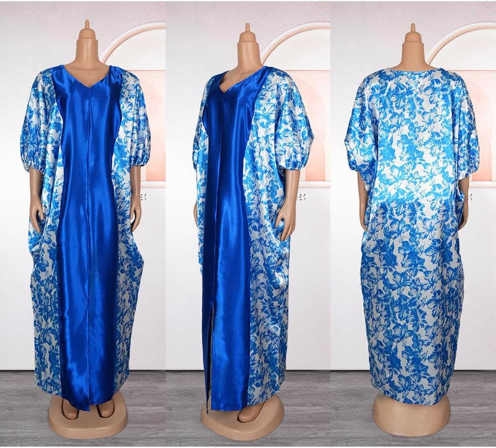 HD Women's Sequin African Bubu Dress Front Slit Stylish Plus Size Gown - Image 5