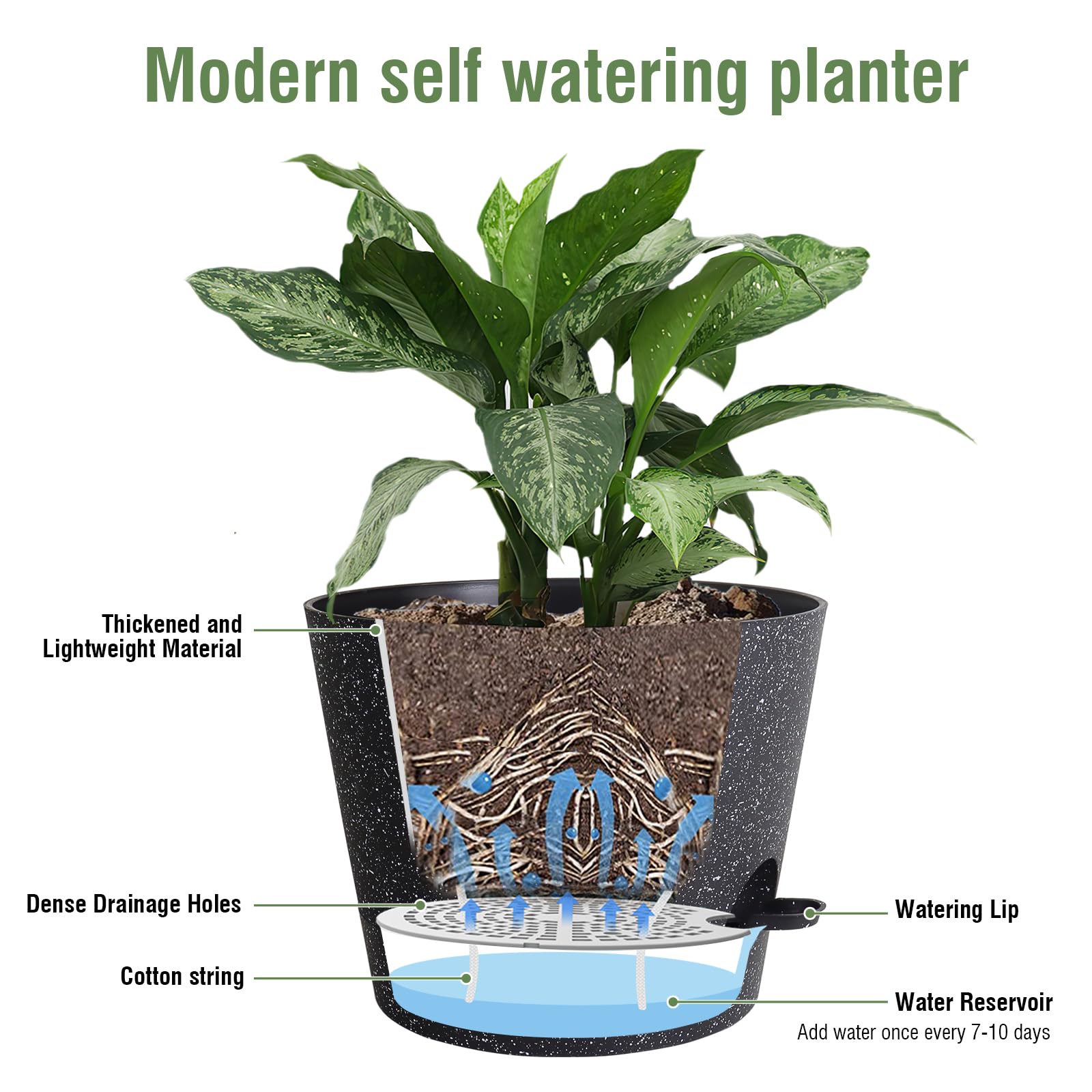 Snapklik.com : Meowell 12 Inch Large Self Watering Pots, Plant Pots
