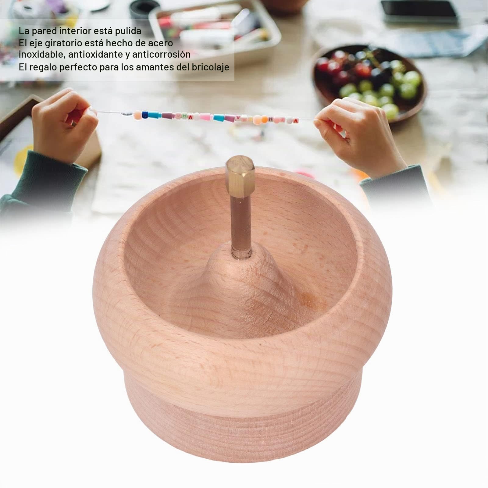 Spinner de Cuentas DIY Shop LC - Kit de Pulsera con Cuenco Giratorio, Cargador de Cuentas de Velocidad Controlable y Aguja de Ojo Grande para Manualidades de Encordado