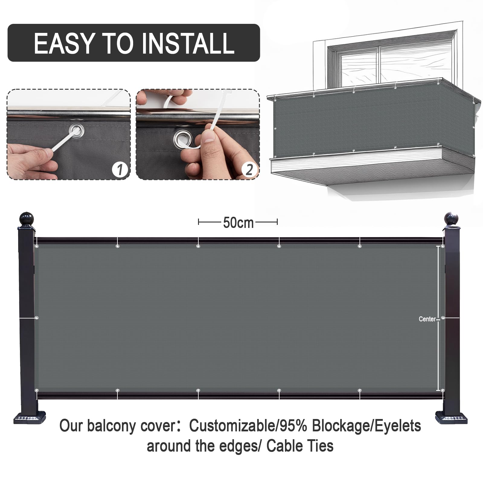 LOVE STORY Balcony Privacy Screen 1x10m - Image 3