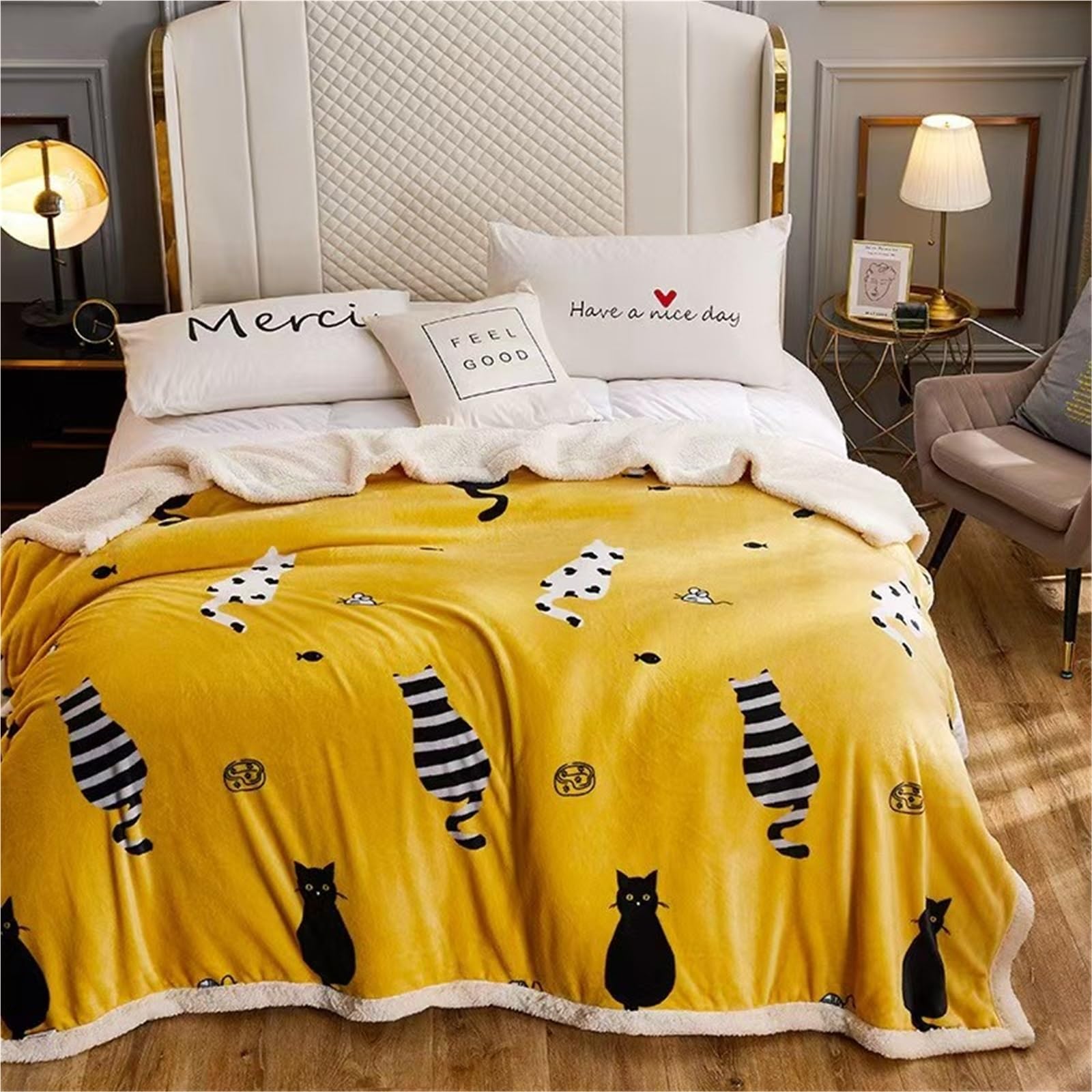 Thickened Anti-Static Nap Blankets, Silky Soft Warm Fleece Plush Blanket,Double-Layer and Machine Washable Cashmere Quilts,Warm Mattresses(Color7,200x230cm)