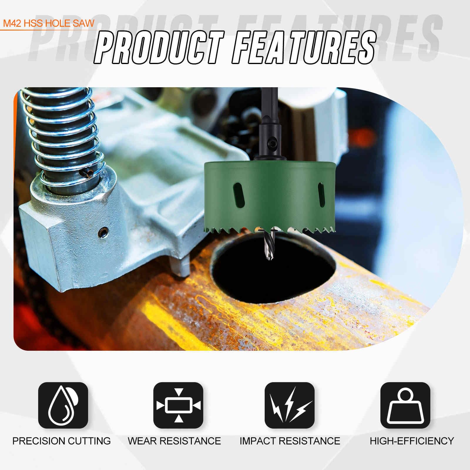 CoCud 2-9/16"(65mm) Hole Saw, M42 Bi-Metal Hex Shank Hole Cutters Drill Bit with Spring - Image 4