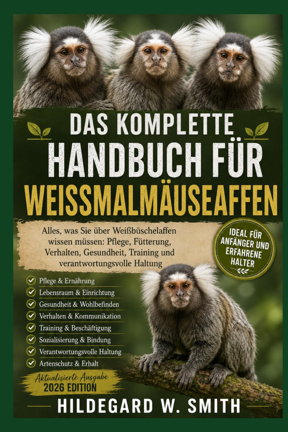 DAS KOMPLETTE HANDBUCH FÜR WEISSMALMÄUSEAFFEN: Alles, was Sie über Weißbüschelaffen wissen müssen: Pflege, Fütterung, Verhalten, Gesundheit, Training und verantwortungsvolle Haltung