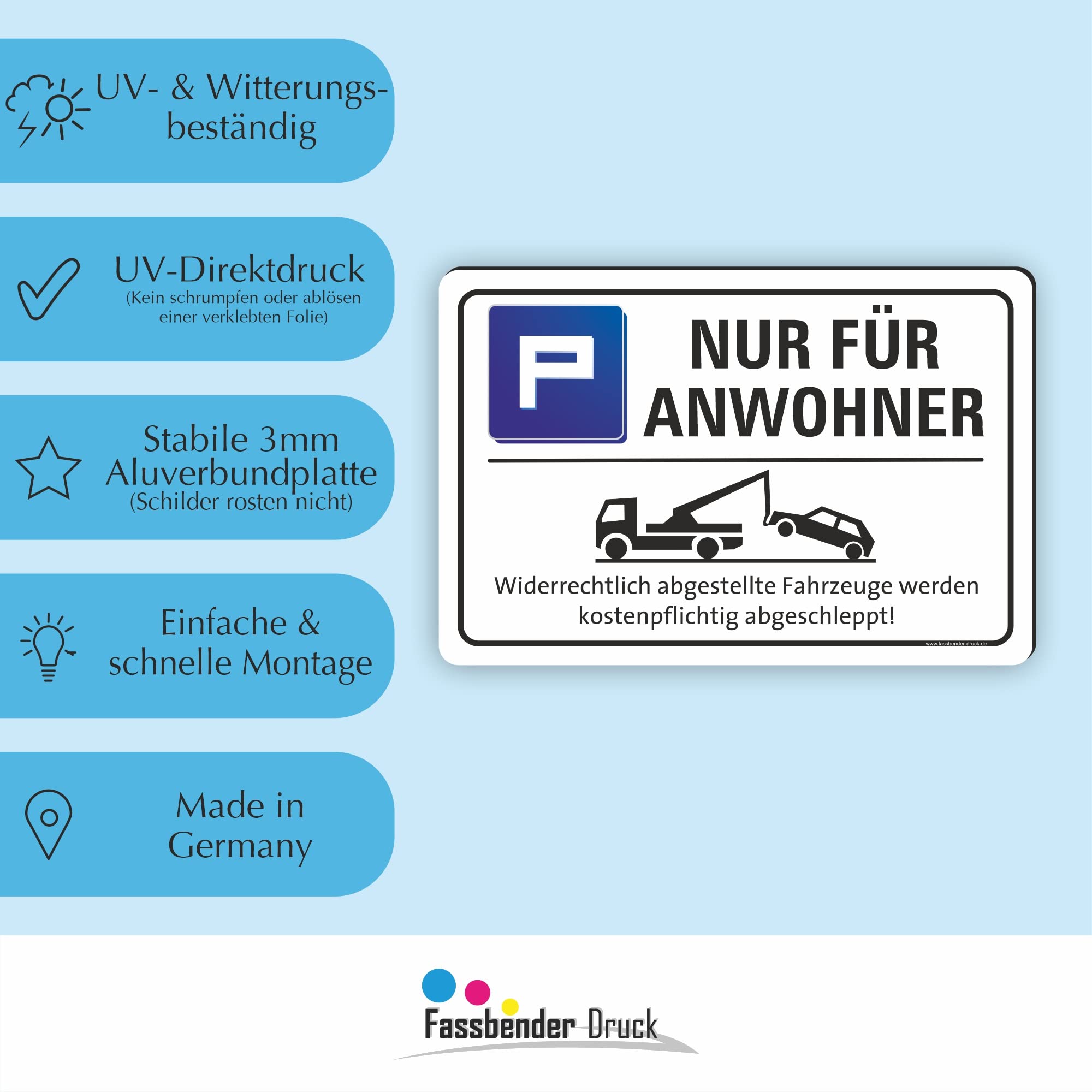 NUR FÜR ANWOHNER - Parkplatz Schild - Schild zum Markieren vom Anwohnerparkplatz oder Privatparkplatz (60x40cm Schild)
