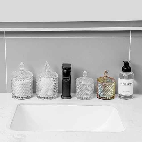 Miniatura 5 de rejomiik Qtip - Tarros de cristal para boticario con tapa, accesorios de baño, organizadores de tocador y almacenamiento de maquillaje para hisopos