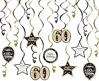 Vista 65 de Serpentinas de remolinos de cumpleaños feliz de 16 años con purpurina azul y plateada - Kit de 15 piezas de remolinos colgantes para el kit