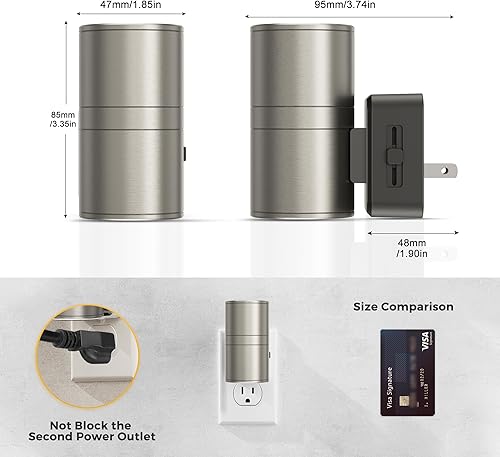 Miniatura 7 de L LOHAS LED Luz nocturna, luces nocturnas regulables enchufables a la pared, 1 unidad Luz nocturna de pantalla metálica para adultos, luces