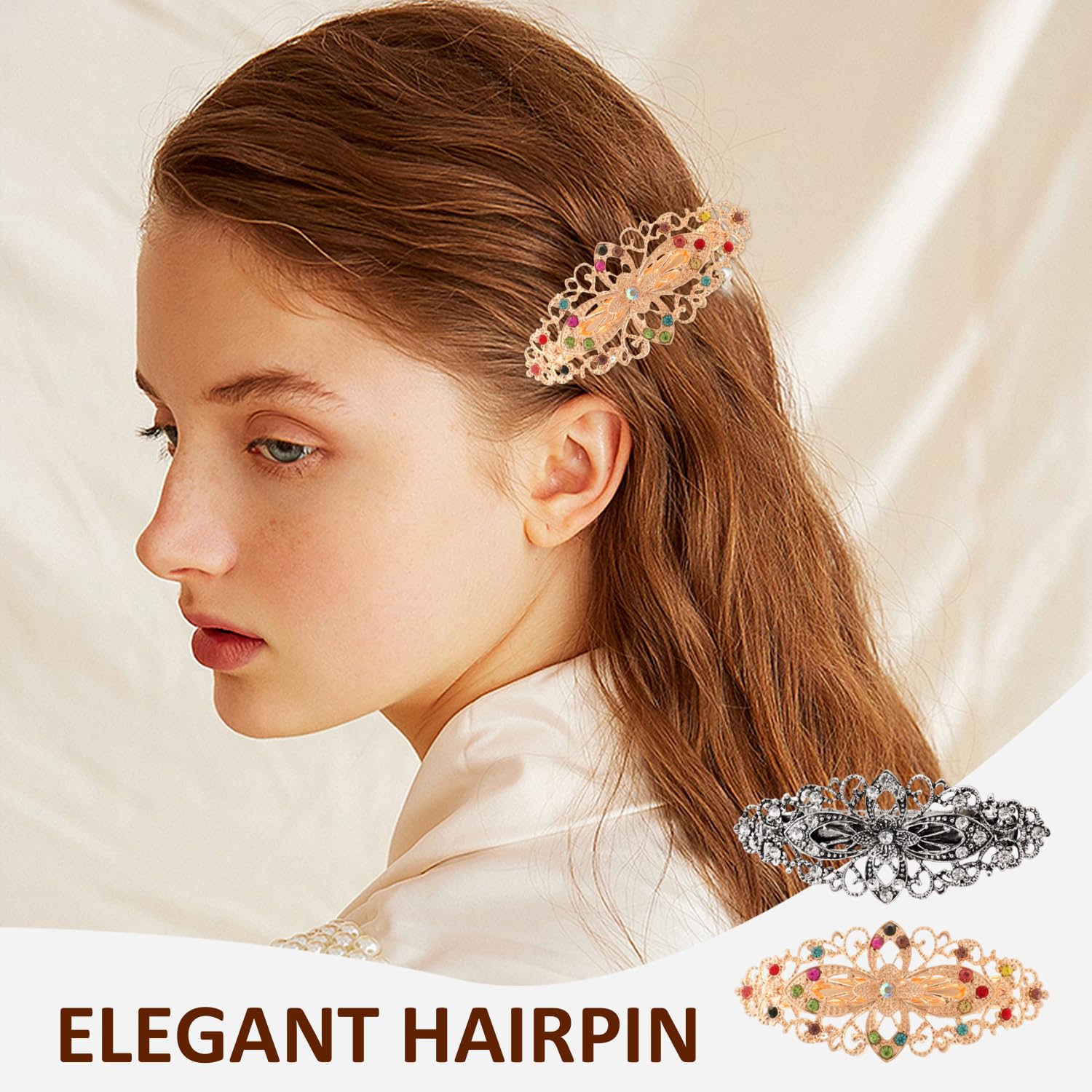 2 Pieces Updo Hair Clips, Retro Hair Clips, Ele Hair Clips, Rhinestone Hair Clips for Women Hair Style Decoration Hair Clips - Image 4