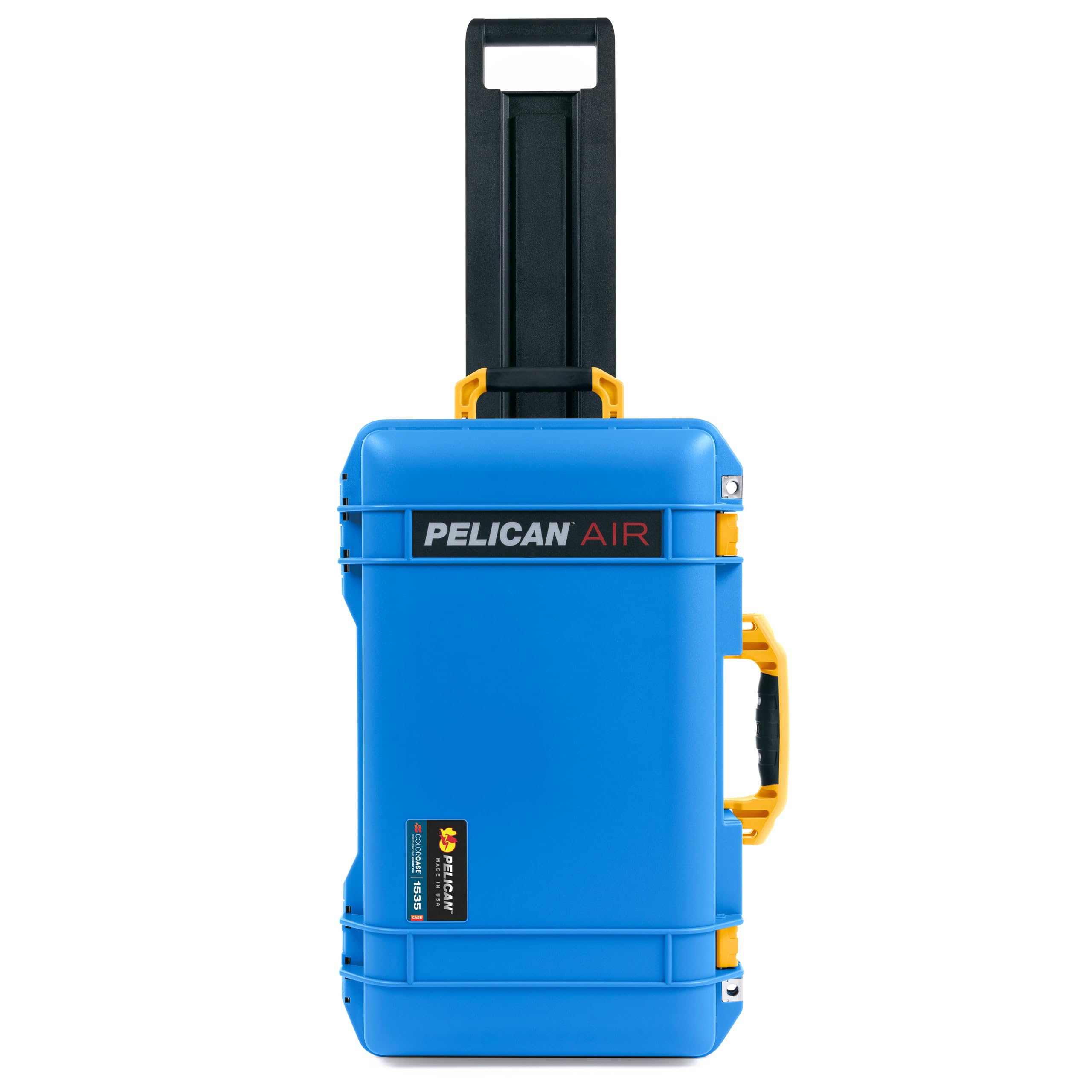 Electric Blue Pelican 1535 Air Carry-on Case - Comes empty - Yellow Handles &amp; Latches.