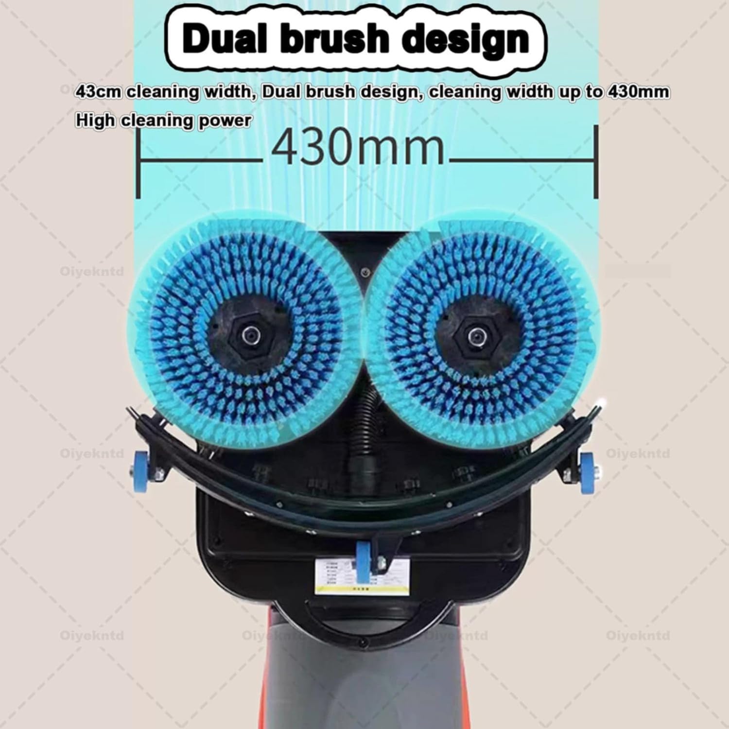 Fregadora de suelos portátil con rotación de 360° para uso comercial, eficiente y apta para suelos de madera, baldosas, terrazo, mármol y cemento, color blanco.