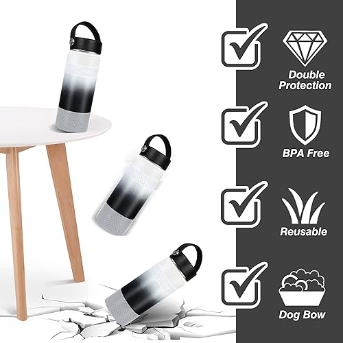 Miniatura 2 de VIKIZUES Funda y correa para botella de agua, compatible con Hydroflask, Stanley y otros, funda inferior de silicona con textura de diamante, a