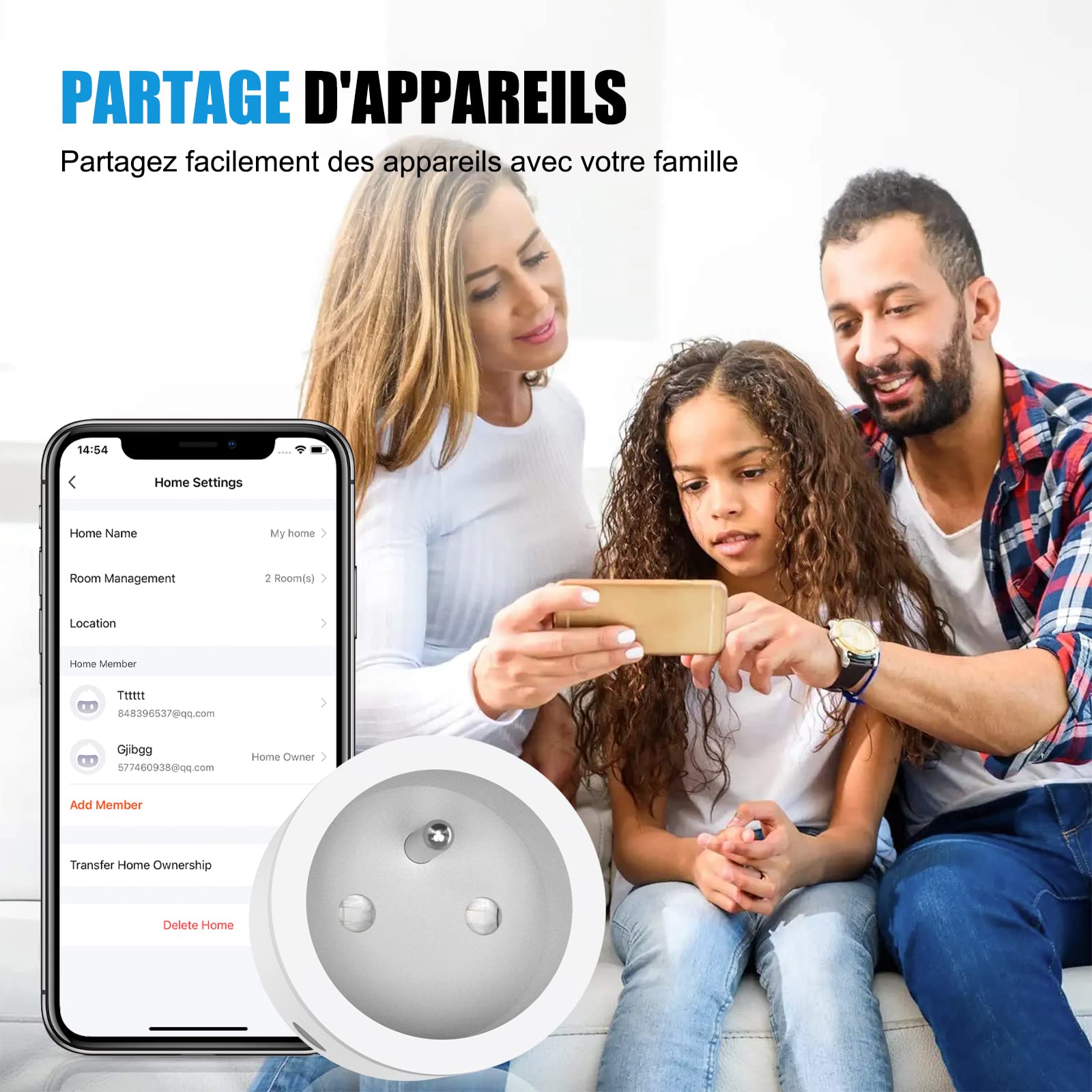 Prise Connectée WiFi, 10A Prise Intelligente Compatible avec Alexa, Google Assistant, Commande Vocale, Contrôle à Distance et Configuration Bluetooth, 4 Pack