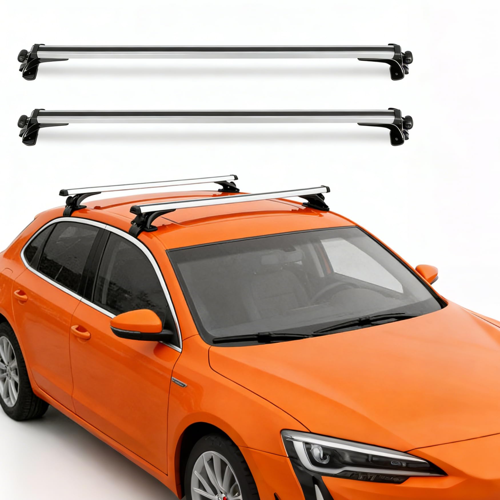 Universal Car Roof Rack 42.91in-44.88in, Heavy-Duty Aluminum Adjustable Roof Rack Cross Bars for Kayak, Bike, Luggage, Roof Rails with Theft Lock for Bare Roof Cars, 165lbs Load Capacity (47.24")