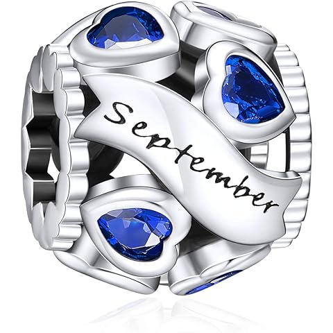 NINGAN Birthstone Charms 925 Sterling Silver Love Heart Openwork Bead for Charm Bracelets and Necklaces with 5A Cubic Zirconia, Birthday Mothers Day Jewelry Gifts Women