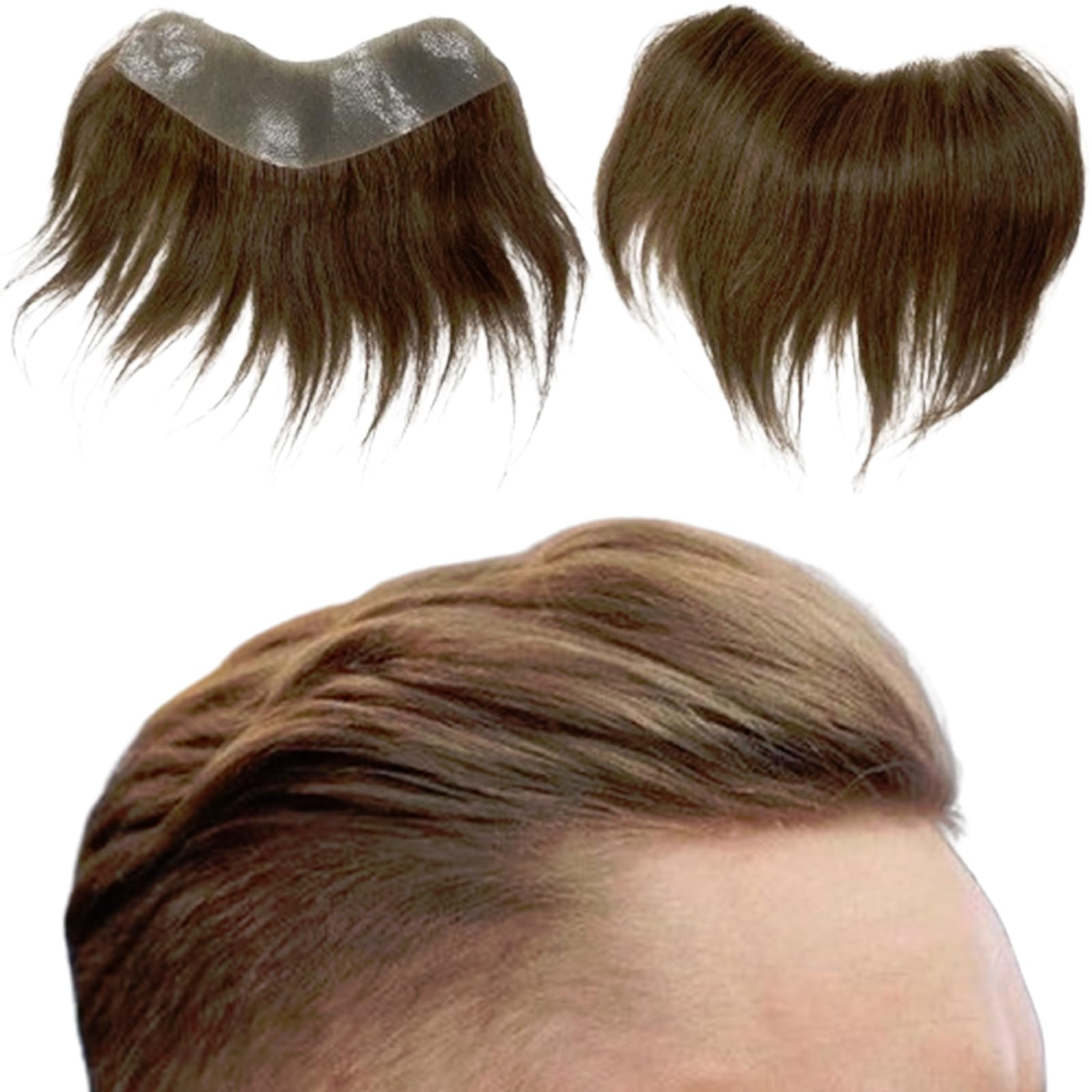 Voloria Men Forehead Hairline Toupee 100% Human Hair Skin PU Man Hairpieces Frontal Hair Topper for Receding Natural Hairline Replacement Systems #7