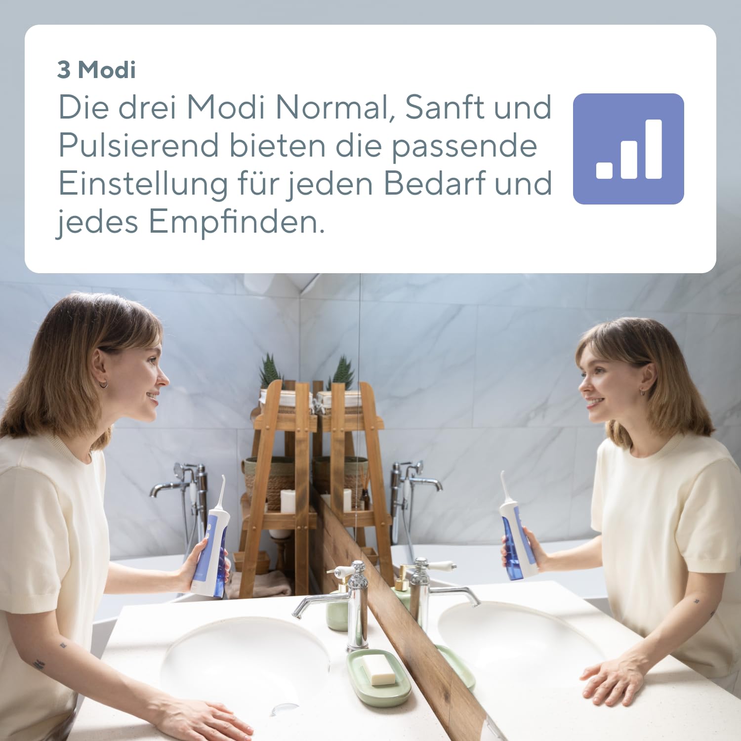 B.Well PRO-911 Tragbare Munddusche | Ideal für unterwegs, 45 Tage Akku | Schweizer Qualitätsstandards: Kompakt für unterwegs, 2 Düsen, 3 Modi und gründliche Mundpflege.