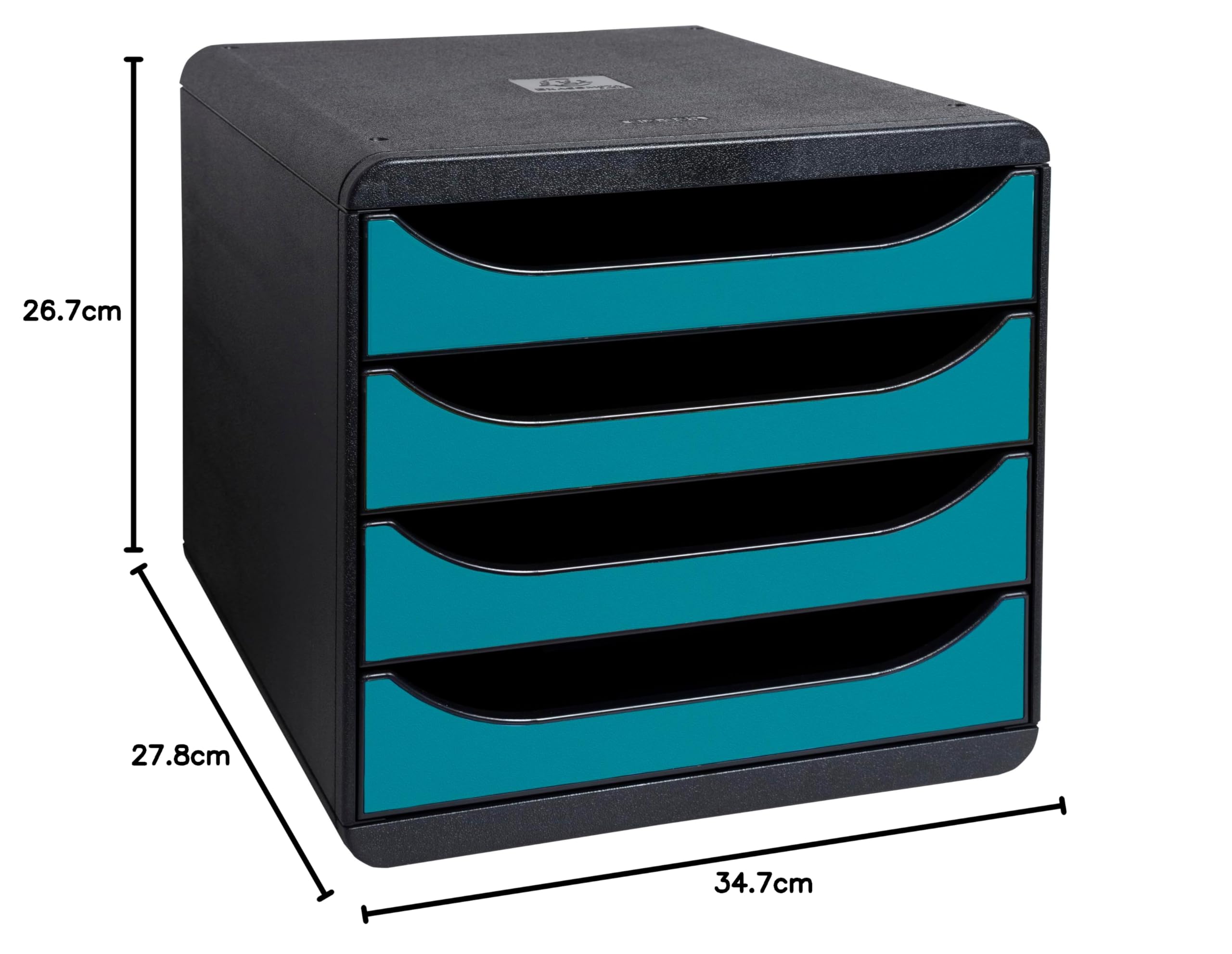 Exacompta - Rif. 31034D - Modulo di archiviazione BIG-BOX Skandi, scatola 4 cassetti per documenti A4+, dimensioni esterne. : Profondità 34,7 x Larghezza 27,8 x Altezza 26,7 cm, Blu Pacifico