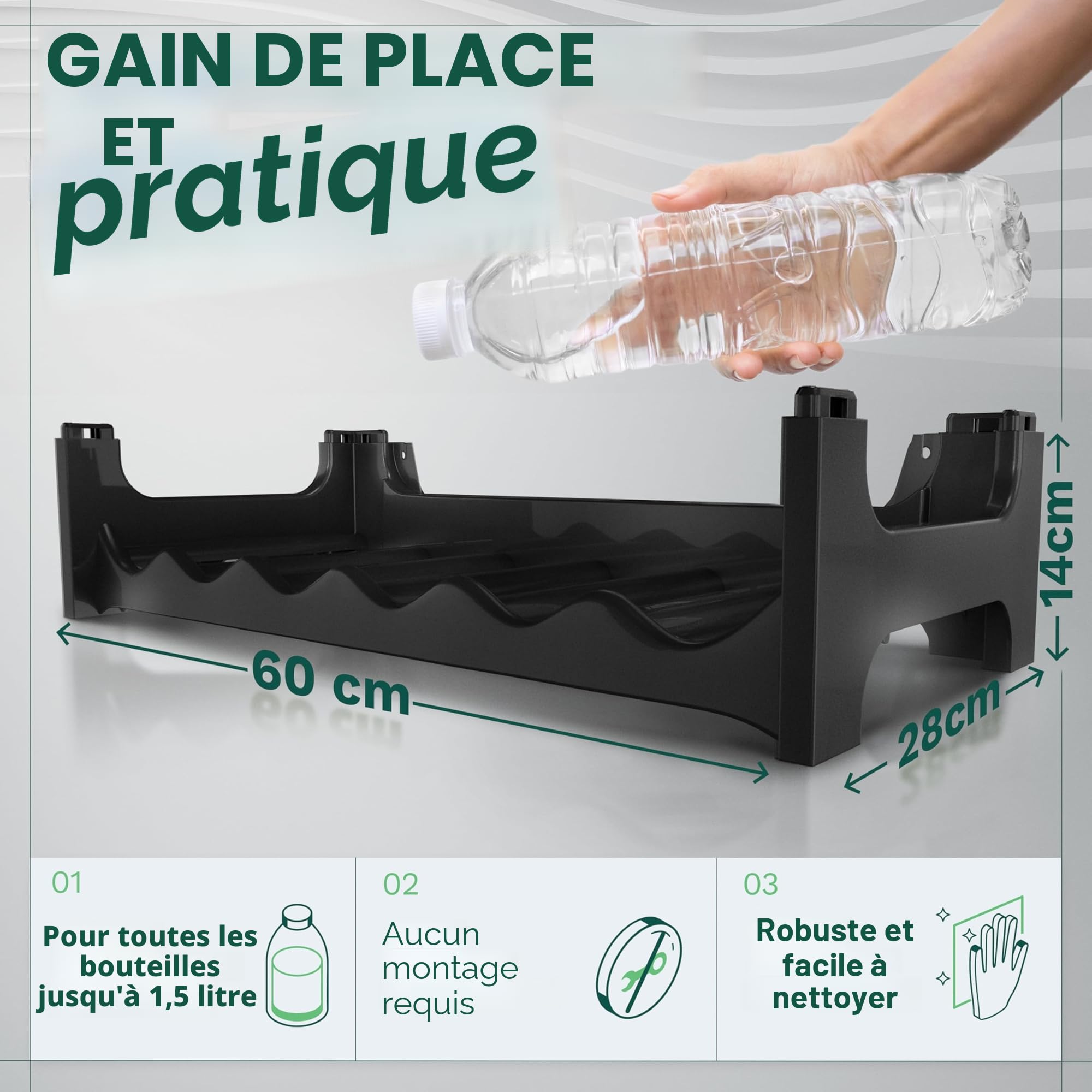 Novaliv Étagère à bouteilles modulaire pour 72 bouteilles de vin - Casier à vin empilable en plastique noir, recyclé, extensible et robuste
