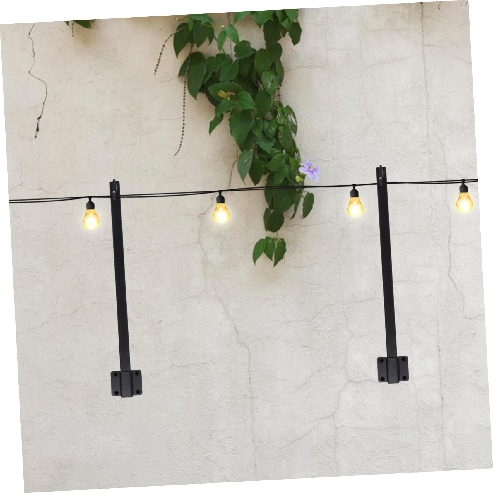 Support Poteau Résistant à Corrosion pour Guirlandes Lumineuses Extérieures 1 Set en Fer Noir, Poteau Résistant la Corrosion Forte Stabilité pour Clôtures et Terrasses