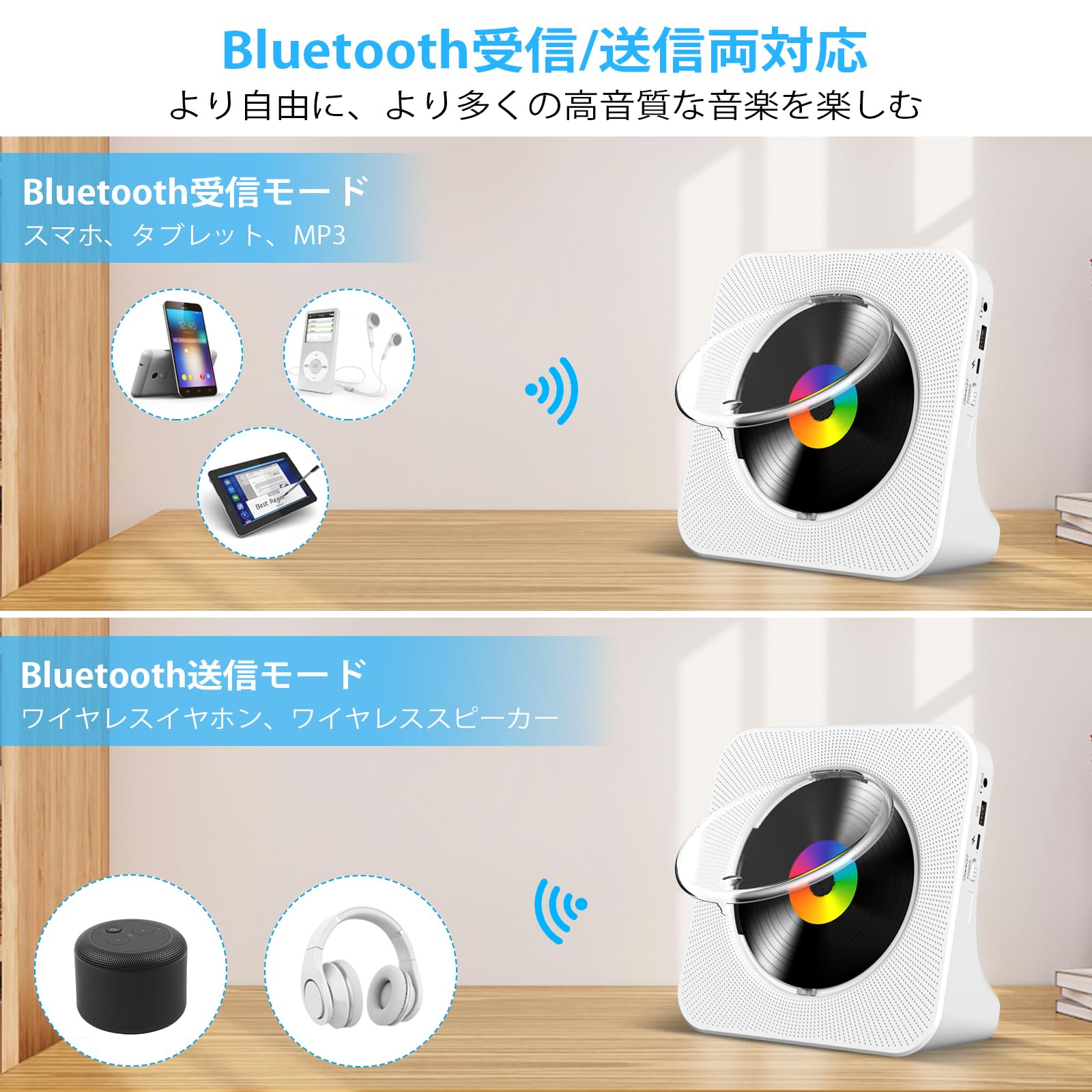 Amazon.co.jp: Gueray CDプレーヤー Bluetooth受信/送信