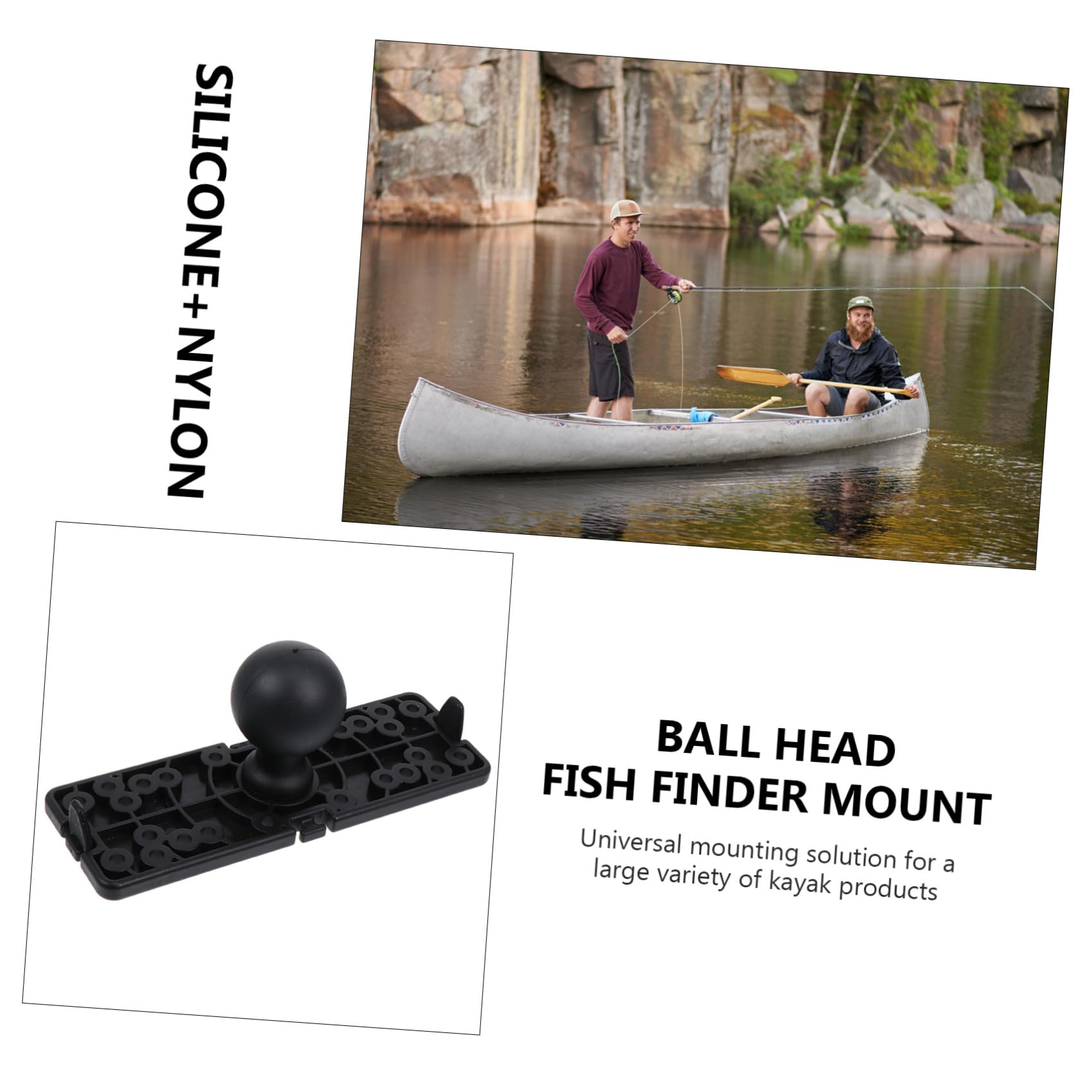 jojofuny Halterung für Fischfinder plat kanu zubehör Bootszubehör Kanu Fischfinder Halterung Boat Accessories Teil Kajak Kajak Multifunktionshalterung Kajak Zubehör Nylon Black