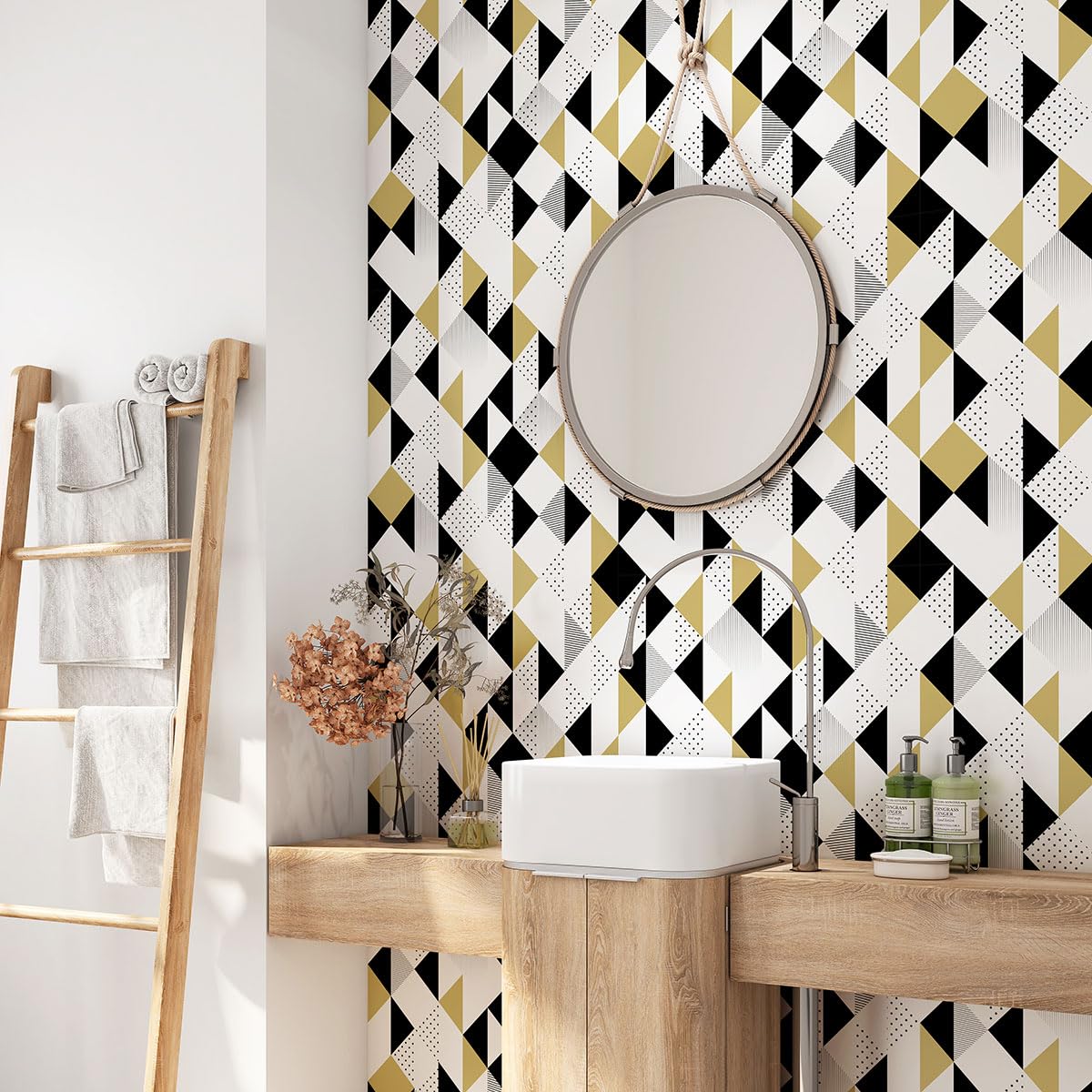 Lumalea Adesivo da bagno con motivo geometrico 3617689815800, adesivo + protezione opaca, 90 x 90 cm