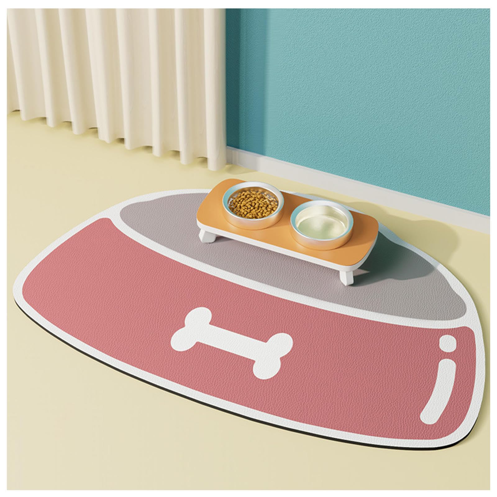Tappetino Cane Ciotola, Super Assorbente,Antiscivolo,Facile Da Pulire Tappetino Assorbente Sottociotola per Proteggere Il Pavimento da Liquidi,Pink-19X31in(50X80cm)