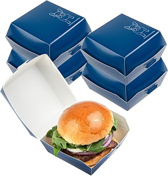 Restaurantware-2.8 x 2.8 x 2 Inch Mini Burger Boxes, 100 Clamshell Food Containers - Hinged Lid, Disposable, Frenchie Paper Take Out Boxes, Serve Sliders Or Finger Foods