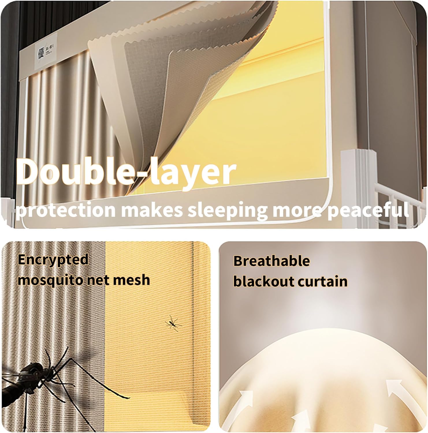 Fabric Bed Drapes Mesh Protection Canopy Shielding Netting,Bed Tents,Bed Curtain Canopy 4 Corner Post Bed Canopy Frame Bed Tent Twin Bunk Bed Blackout Curtains Canopy Bed Poles Dorm Bed Priv