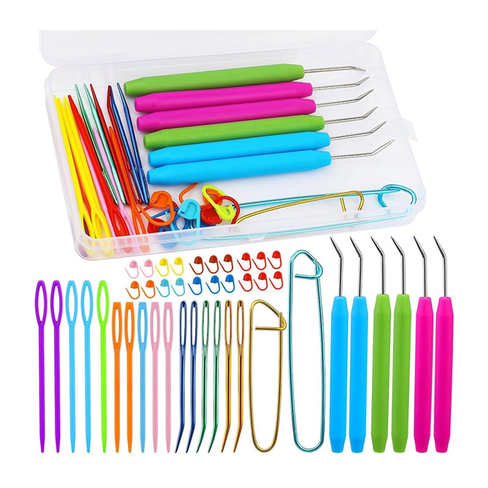 Kalttoy Large Eye Needle Tapestry Needle Embroidery Bent for Crochet, Darning Yarn Curved Tip for Hand Sewing Hook Set